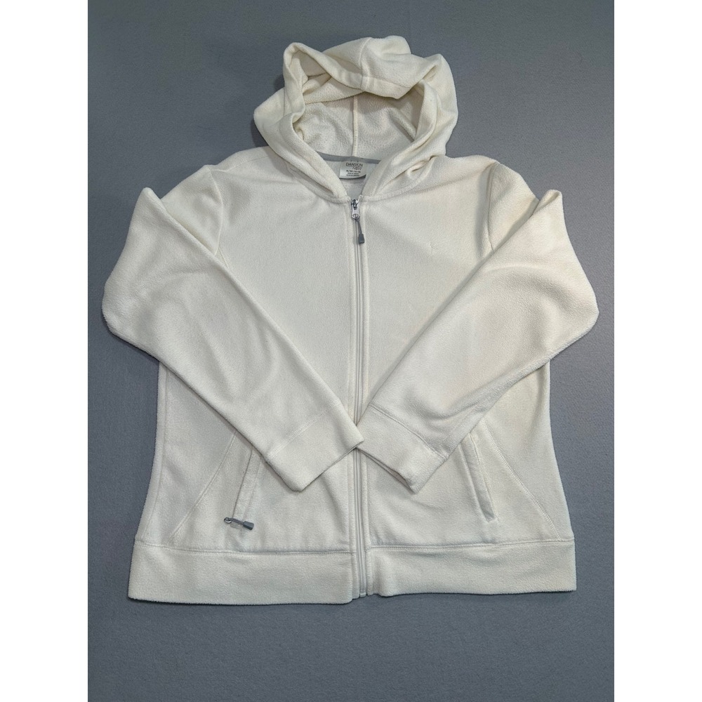 Danskin Now Fleece Hoodie Womens XL Cream Full Zip Long Sleeve‎ Activewear